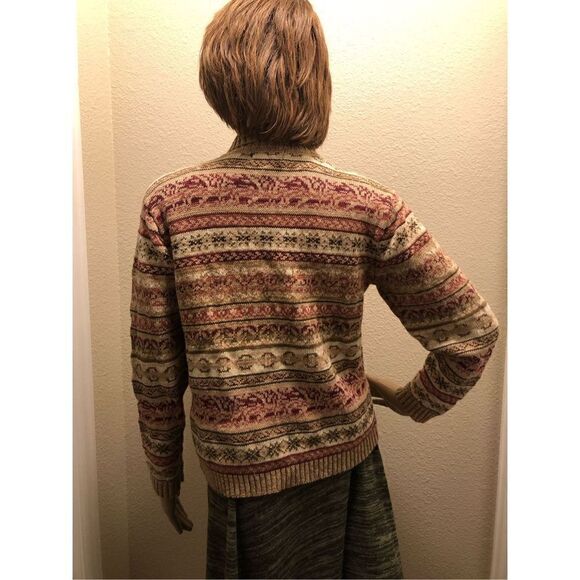 Vintage Shaver Lake Petite patterned full zip knit sweater size Petite Medium - Picture 4 of 11